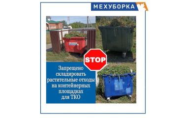 Запрещено складировать растительные отходы на контейнерных площадках для ТКО